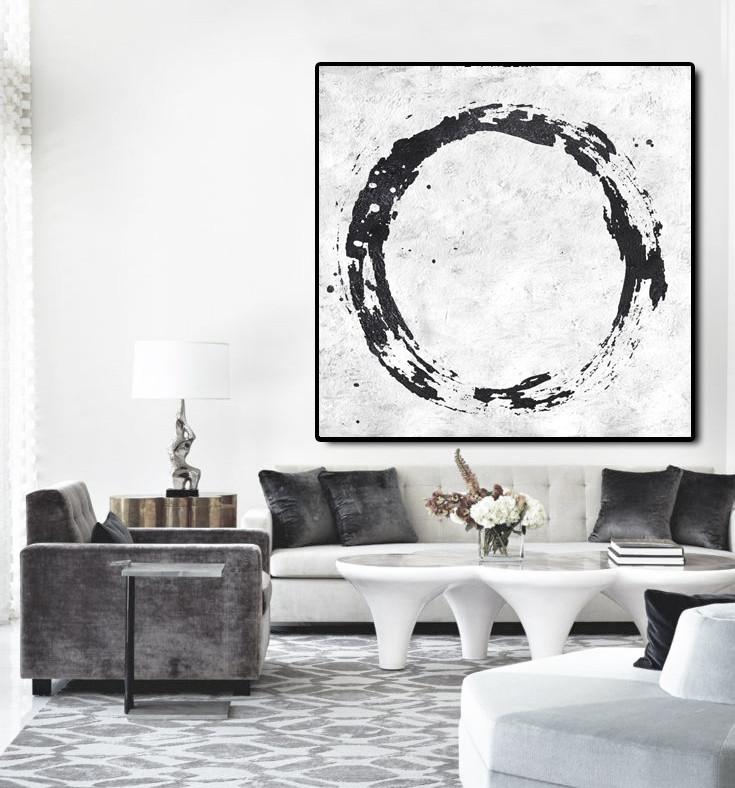 Minimal Black and White Painting #MN19A - Click Image to Close